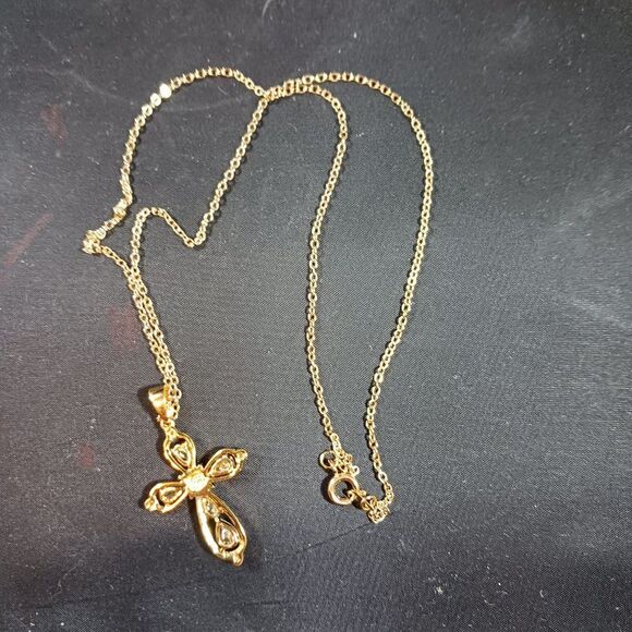 Cross Gold Tone Women's Necklace - Picture 9 of 11